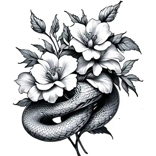 Flowers With Stems Wrapped Loosely Intertwined Snakes Moving