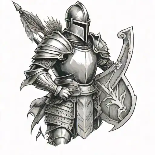 Knight Standing With Arrows Sticking Out Of His Armor