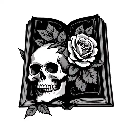 Book With Skull And Rose