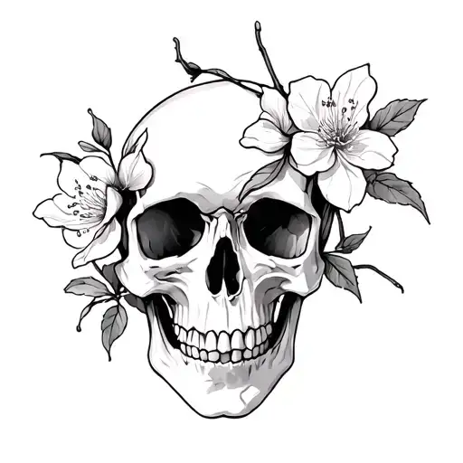 Cherry Blossom And Skull