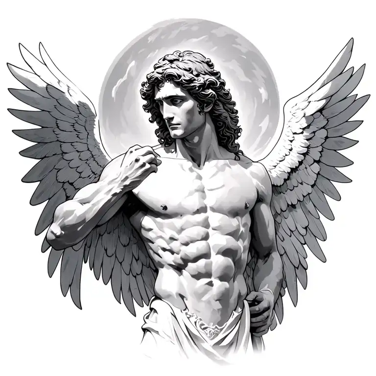 Archangel Micheal Spreading His Wings Back