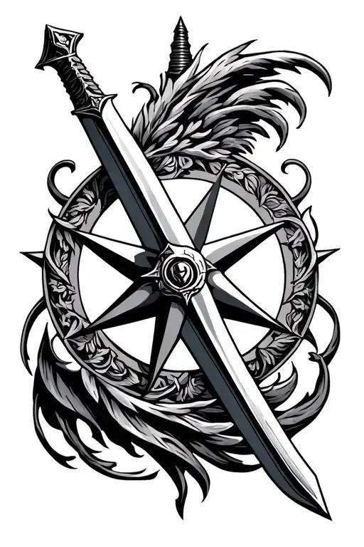 Wind Rose With A Sword