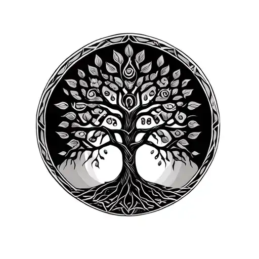 Fine Line Geometric Minimalist Celtic Tree Of Life