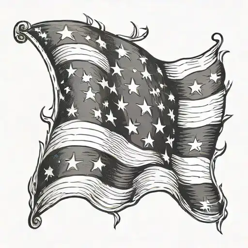 Lightly Shaded American Flag Half Sleeve With Stars At The Top And Bars Hanging Down