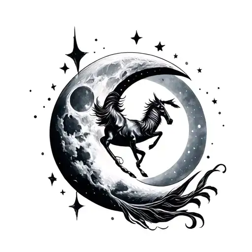 Sagittarious With Moon Tattoo Design