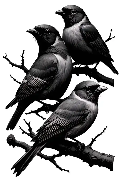 Four Birds On A Branch