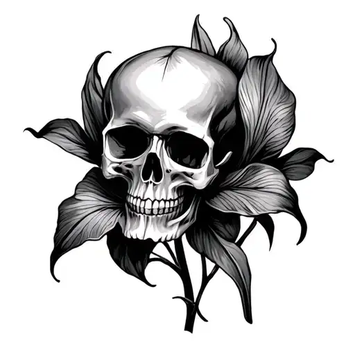 Skull And Iris Flower