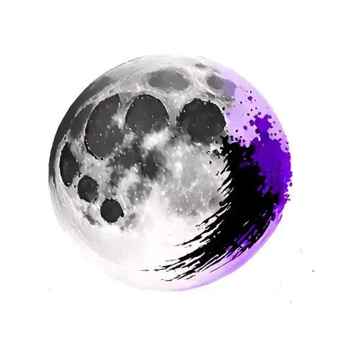A Moon Whit A Glitch Effect Using Purple