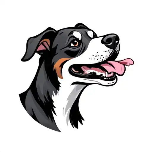 Old Cartoon Style Dog With Tongue Out Tattoo For Men