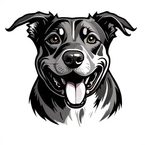 Old Cartoon Style Hound With Tongue Out Tattoo For Men