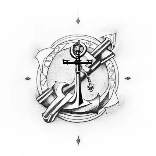 A Powerful Tattoo Design Featuring A Navy Anchor And A Jiu Jitsu Belt