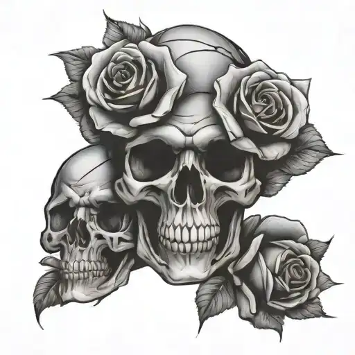 Skull Rose Intertwined