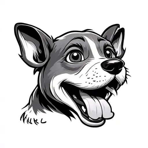 Looney Toon Style Hound With Tongue Out Tattoo For Men