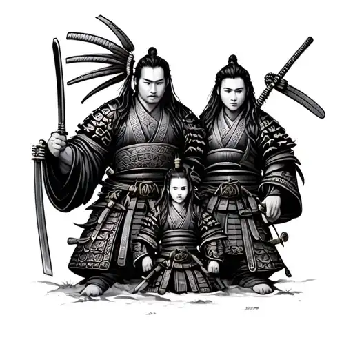 Black And White Samurai Family