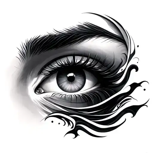 Eyes And Black Waves Forming