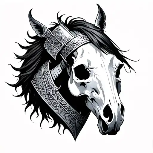 Claymore Going Through A Horse Skull Wearing English Armour