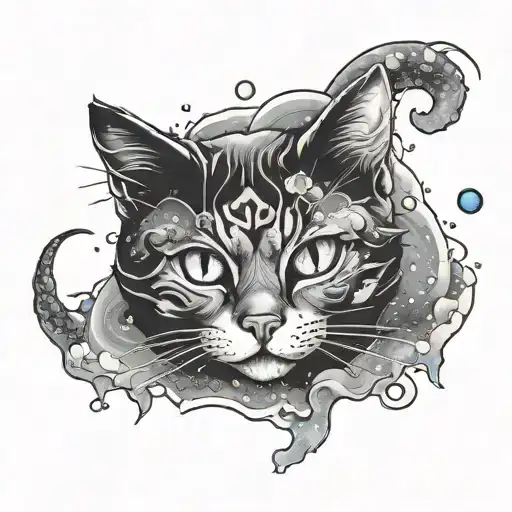 Japanese Cat In Galaxy Space Themed
