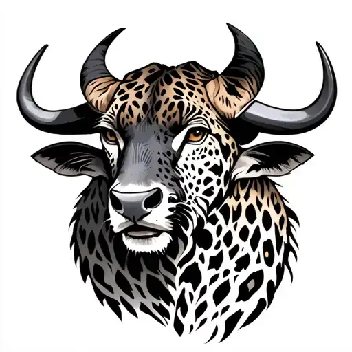 Taurus Bull And Leopard Head