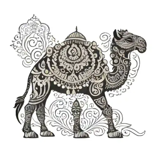 Rajasthani Camel Ornemental Inspired But Simple Outline