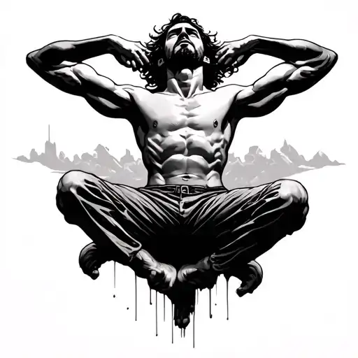 Man Levitating Upward