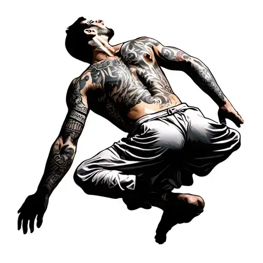 Man Levitating Upward Full Body