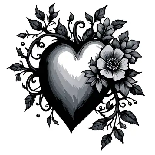 Heart With Vines And Flowers
