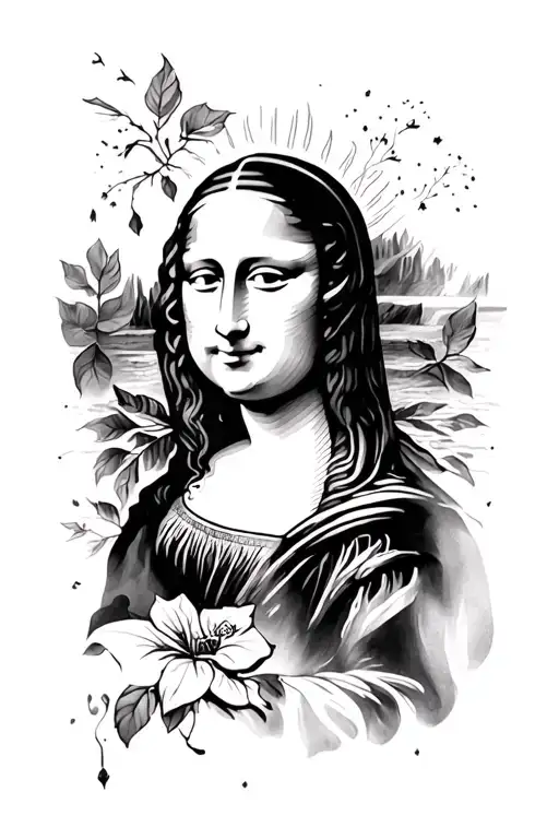 Mona Lisa Minimalistic Tattoo Design