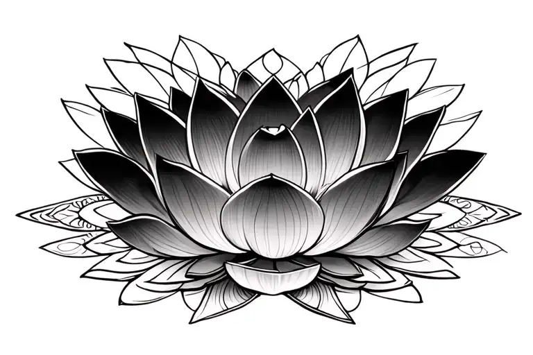 Lotus Flower With Mandala Design Incorporating Symbols