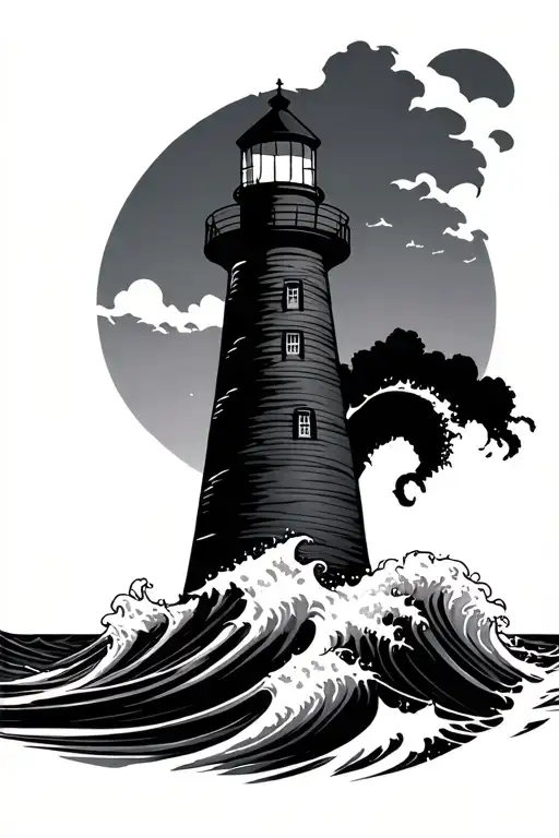 Lighthouse With Waves Crashing