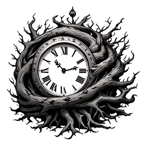 Clock Wrapped By Tree Roots