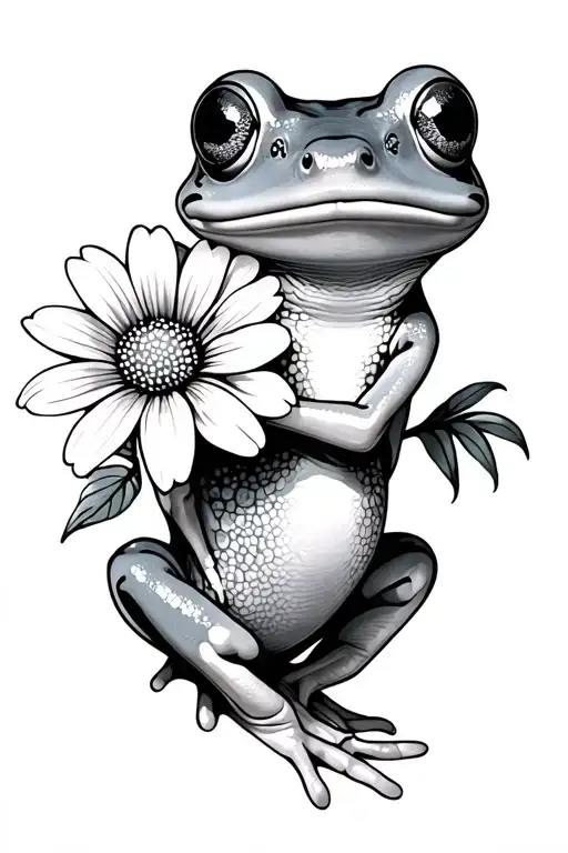 Dainty Frog Holding Flower