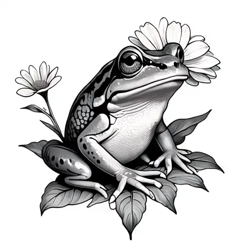 Dainty Frog Holding Flower