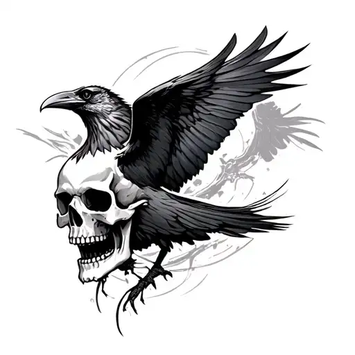 Skull Morphing Into A Flying Raven