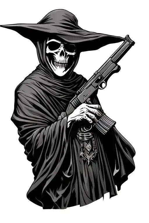 Grim Reaper Holding Ak 47