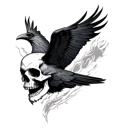 Skull Morphing Into A Flying Raven
