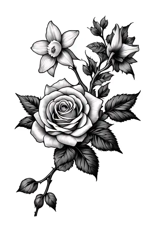 Daffodil And Rose Vine Wrapping