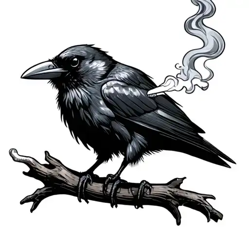 Crow Smoking Cigarette