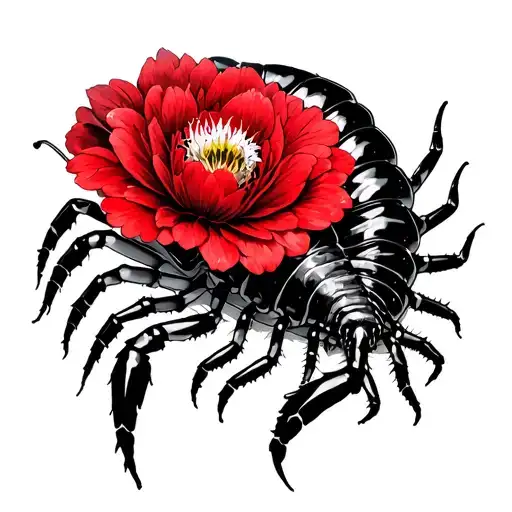 Kaneki Toyko Ghoul Centipede Wrapped With Red Unfolded Flower
