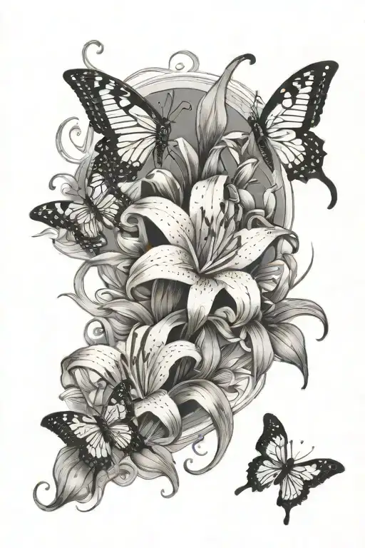 Lillies & Butterflies & Cross