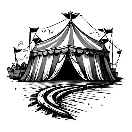 Circus Tent With Curved Road Leading