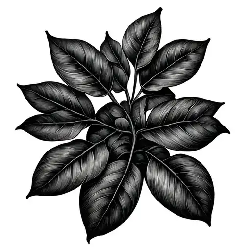 Black Rounded Plant Leaves Growing
