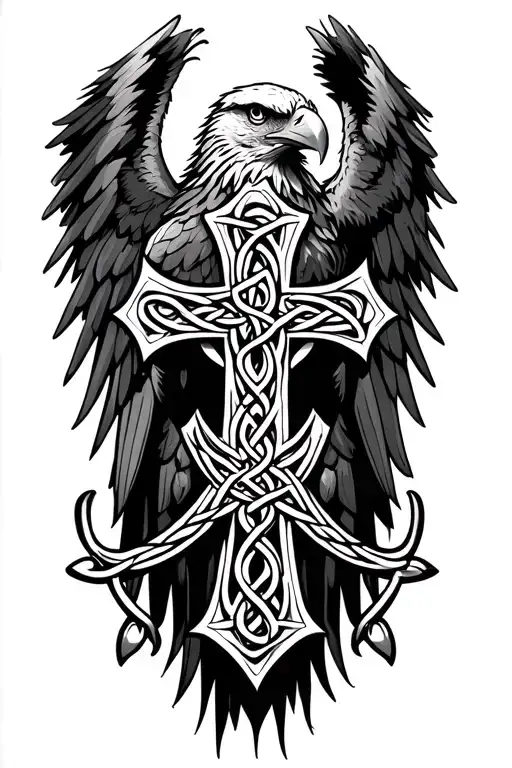 Eagle And Celtic Cross Made