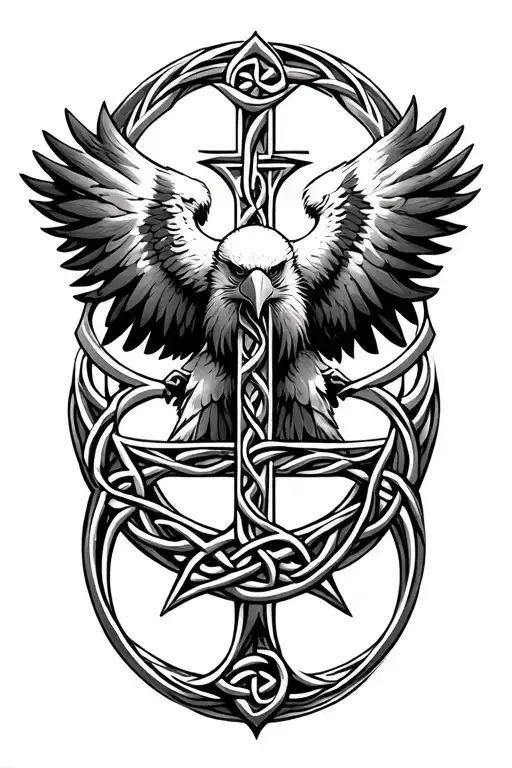 Eagle And Celtic Cross Made