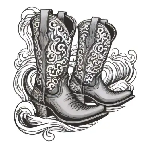 Cowboy Boots And Ocean Waves