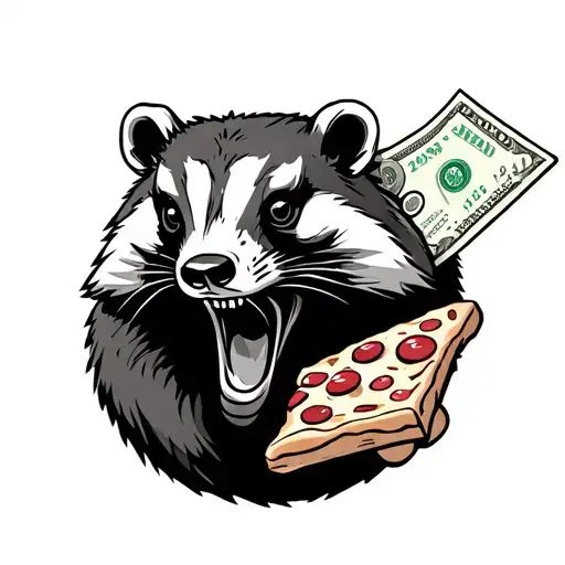 Dead Badger With Frozen Pizza And Cash