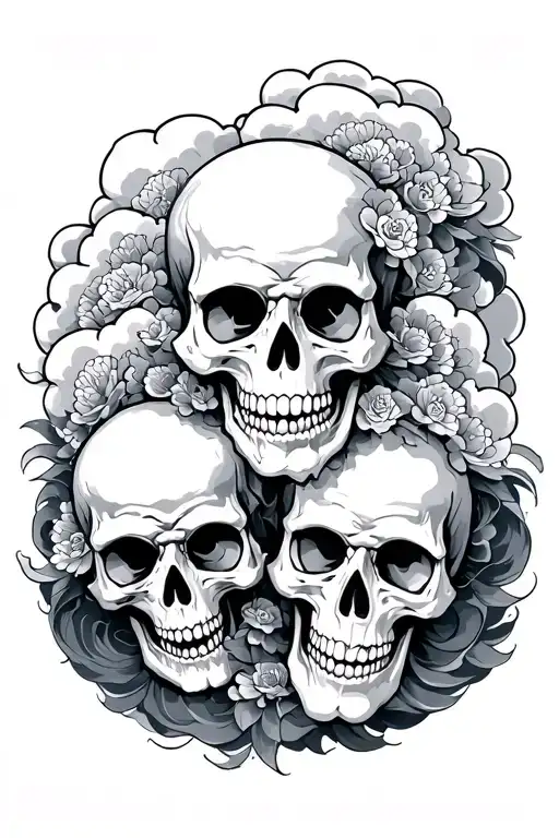 Japanese Cloudswith Skulls Surrounded
