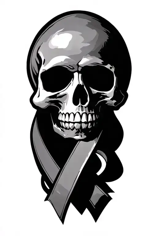 Skull And Cancer Ribbon