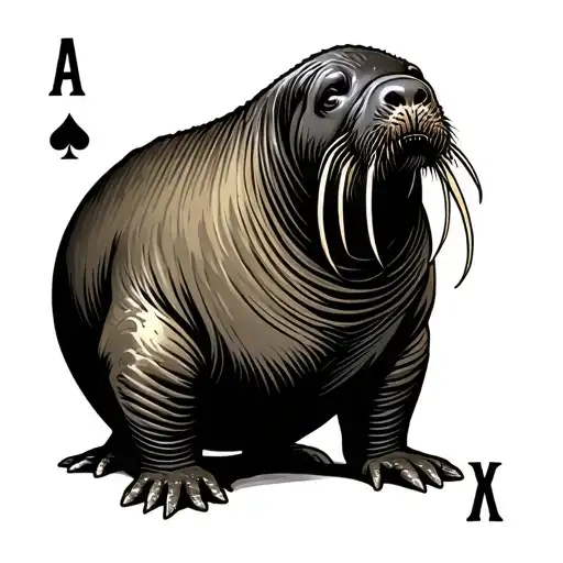 Walrus On Playing Cards