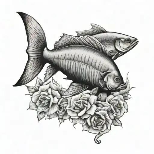 Memorial Tattoo With Fish For Grandpa