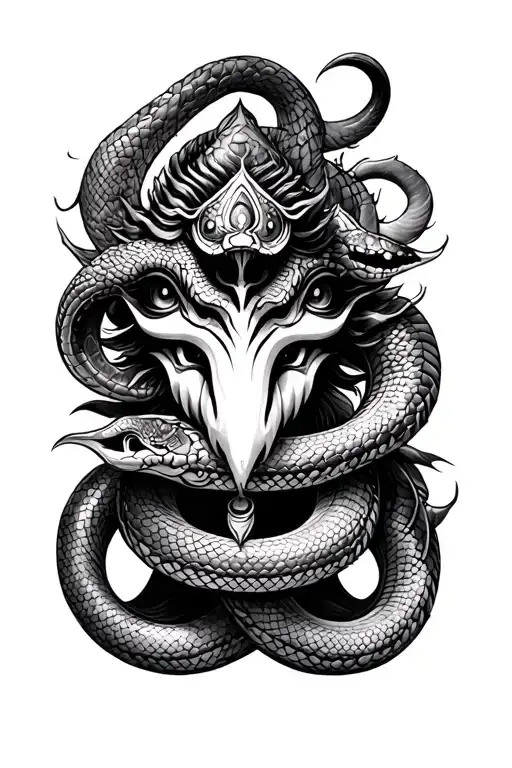 Snake And Mahadev Trishul